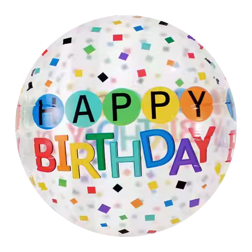 BALAO BOLA 18 POL HAPPY BIRTHDAY CONFETE COLORIDO