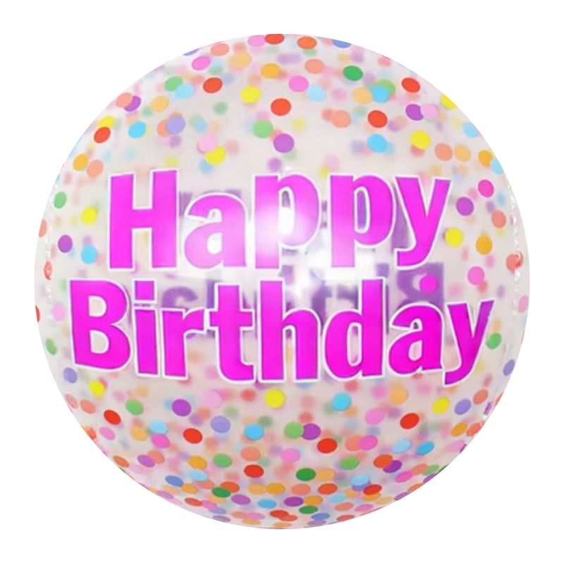 BALAO BOLA 22 POL 4D HAPPY BIRTHDAY CONFETE MOD 1