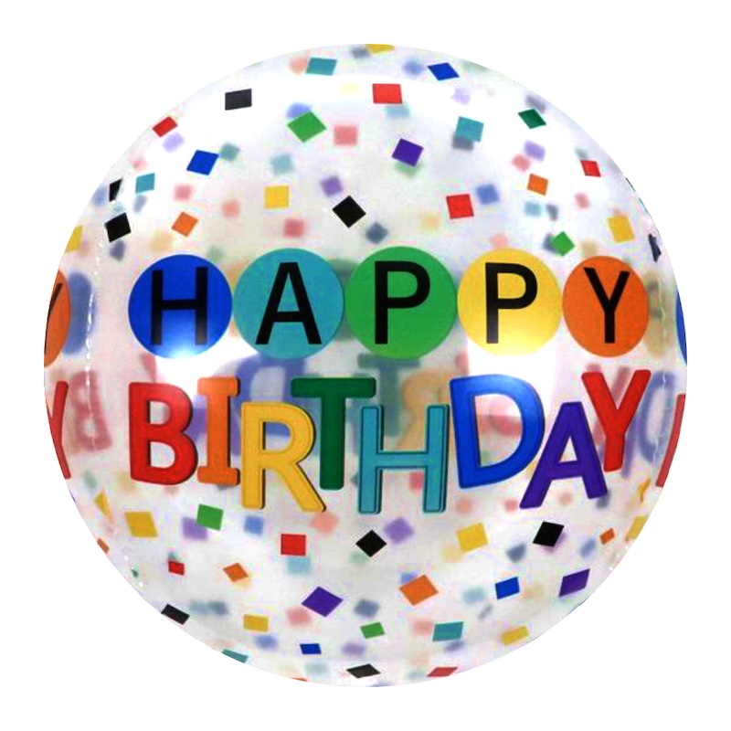 BALAO BOLA 22 POL 4D HAPPY BIRTHDAY CONFETE MOD 2