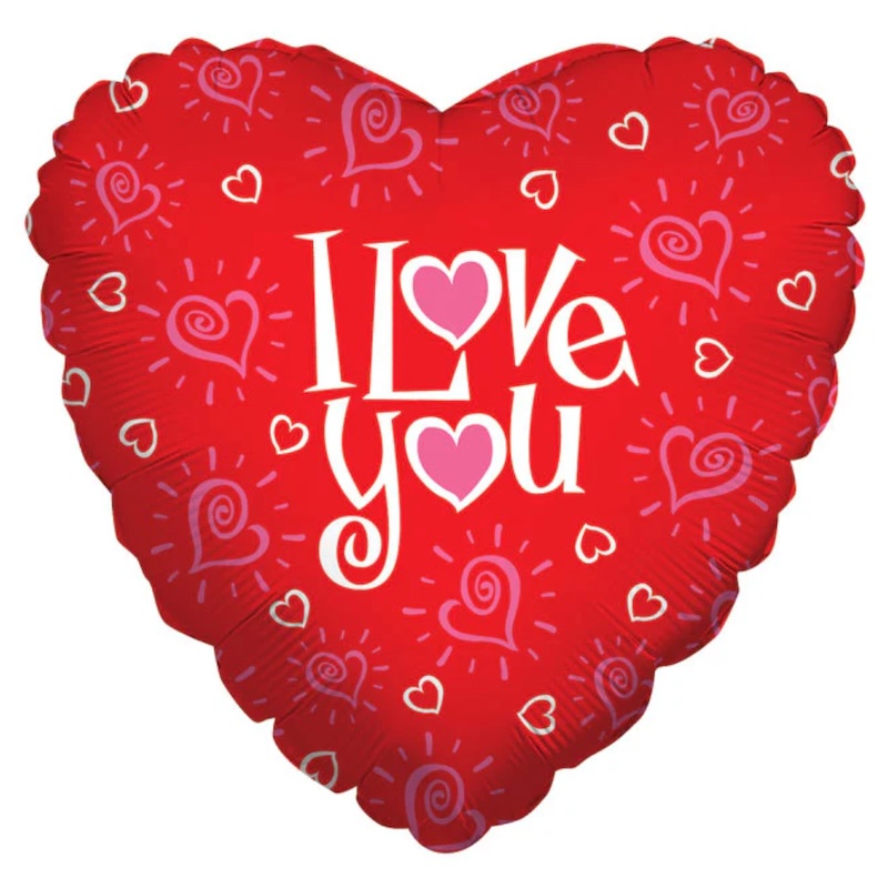 BALAO CORACAO 18 POL LOVE YOU VERMELHO