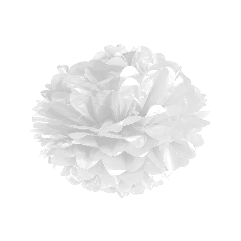 ENFEITE BOLA PAPEL CREPOM 25 CM PCT C/ 2 UN BRANCO