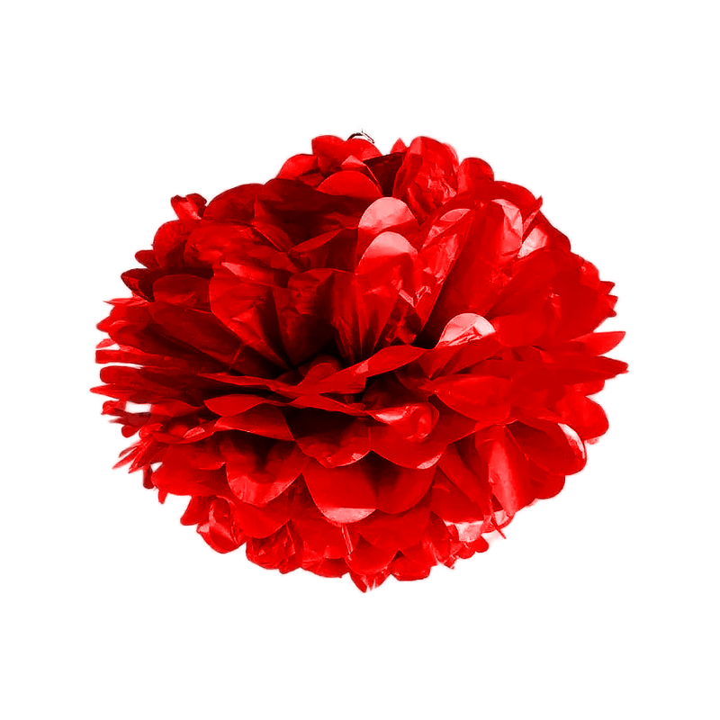 ENFEITE BOLA PAPEL CREPOM 25 CM PCT C/ 2 UN VERMEL