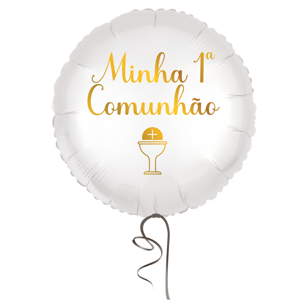 BALAO BOLA 18 POL MINHA 1ª COMUNHAO MOD 1 BRANCO